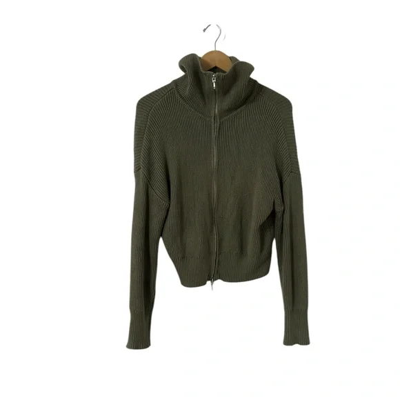 ABERCROMBIE & FITCH Rib Zip Up Knit Sweater Pullover Top - Picture 6 of 7